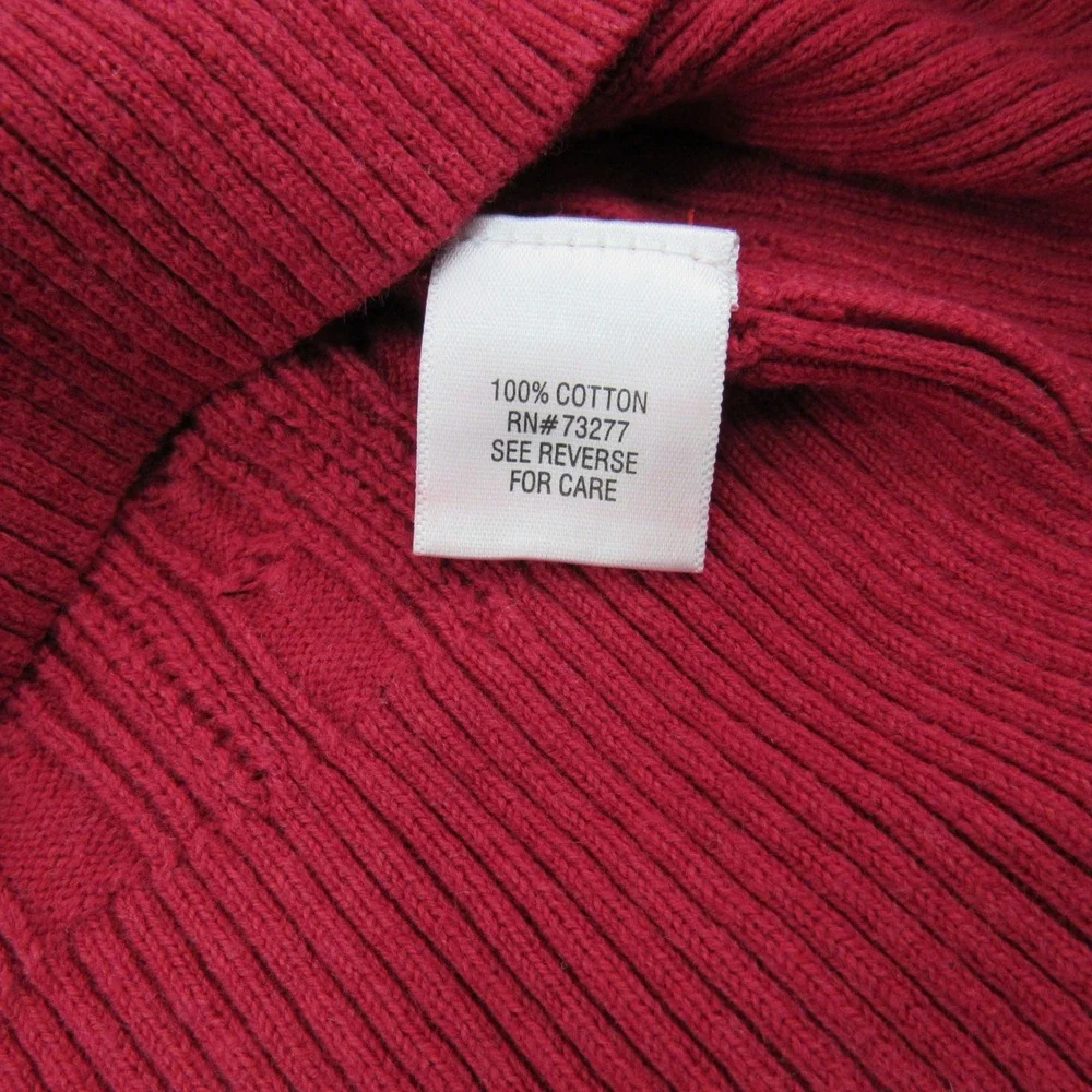 Sonoma Womans Turtleneck Sweater Cable Knit Pullover Cotton Blend‎ 1X Red